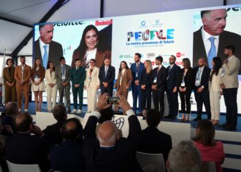 Emanuele Orsini, presidente di Confindustria, e Maria Anghileri, presidente Giovani Imprenditori. Source: Sergio Oliverio via Imagoeconomica