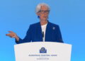 Christine Lagarde, presidente della Banca centrale europea, a Francoforte sul Meno [Foto: Imagoeconomica]