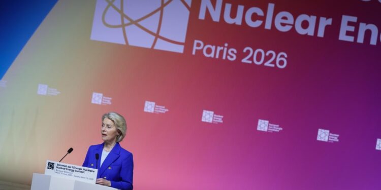 La presidente della Commissione europea, Ursula von der Leyen, al Vertice sull'energia nucleare a Parigi il 10 marzo 2026. Source: EC - Audiovisual Service