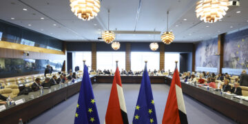 La sala riunioni del consiglio di associazione UE-Egitto [Lussemburgo, 15 giugno 2026. Foto: European Council]