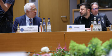 Il presidente del Consiglio europeo, Antonio Costa, e il presidente ucraino, Volodymr Zelensky [Bruxelles, 18 giugno 2026. Foto: European Council]