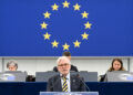 L'eurodeputato (Ppe), Michael Gahler, presenta la relazione sull'Ucraina alla sessione plenaria di Strasburgo. Crediti: Parlamento europeo