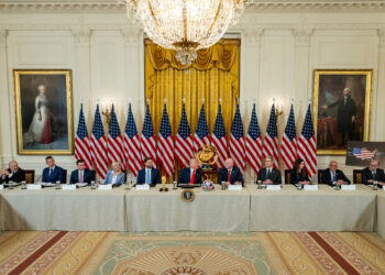 Il presidente della FIFA, Gianni Infantino, alla Casa Bianca per la riunione della task-force sulla coppa del mondo [Washington, 6 maggio 2026. Foto: imagoeconomica]