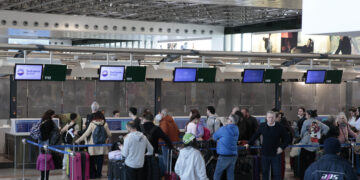 Check-in all'aeroporto di Milano Malpensa. Crediti: Clemente Marmorino via Imagoeconomica