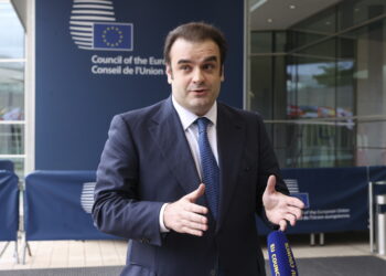 Il presidente dell'Eurogruppo, Kyriakos Pierrakakis [Lussemburgo, 11 giugno 2026. Foto: François Lenoir/European Council]