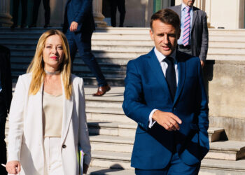LA PRESIDENTE DEL CONSIGLIO GIORGIA MELONI, EMMANUEL MACRON PRESIDENTE FRANCIA