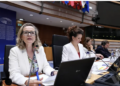 La presidente della Banca europea degli investimenti, Nadia Calviño al Comitato delle regioni. Crediti: Comitato delle regioni