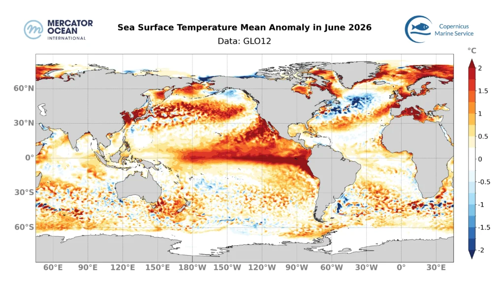 Warm seas: ocean temperatures hit a record 20.98°C in June