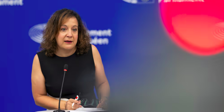 La presidente del gruppo dei socialisti europei (S&D), Iratxe Garcia Perez [Strasburgo, 7 luglio 2026. Foto: Denis Lomme. Copyright: © European Union 2026 - Source : EP]
