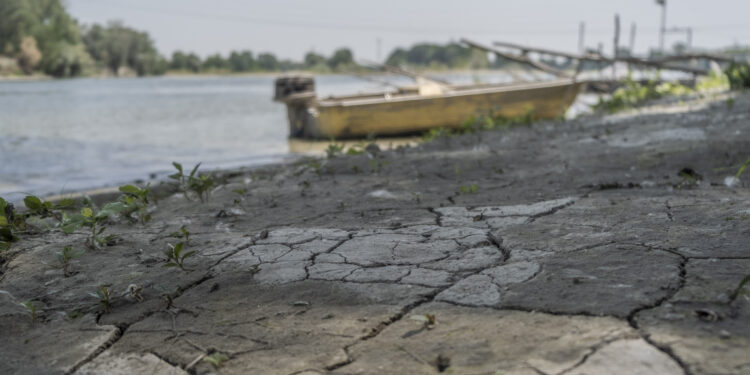 Fiume in secca nella zona della bassa Padana [foto: Marco Cremonesi/imagoeconomica]