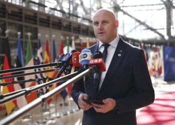 Il primo ministro della Lettonia, Andris Kulbergs al Consiglio europeo di Bruxelles di giugno 2026. Crediti: Sophie Hugan via Imagoeconomica
