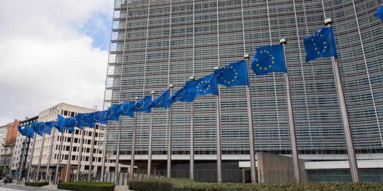 Bandiere dell'UE a palazzo Berlaymont. Crediti: Commissione europea