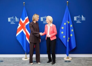 La premier islandese, Kristrún Frostadóttir, con la presidente della Commissione europea, Ursula von der Leyen [Bruxelles, 14 gennaio 2026. Foto: Dati Bendo/EC - Audiovisual Service]