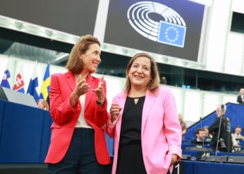 La presidente del gruppo Renew Europe, Valeriè Hayer, e la presidente del gruppo dei Socialisti e democratici (S&D), Iratxe Garcia Perez. 16 settembre 2026. Source: EU Parliament