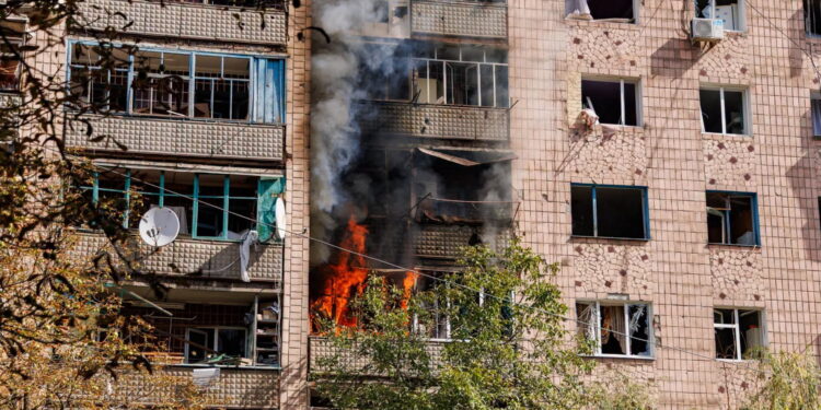 The aftermath of a Russian drone attack on Kyiv on 9 September 2026 (Imagoeconomica)