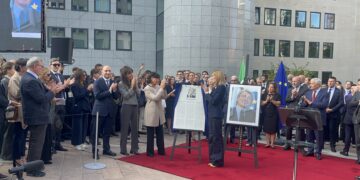 Inaugurazione del palazzo Sassoli a Bruxelles. Crediti: Eunews