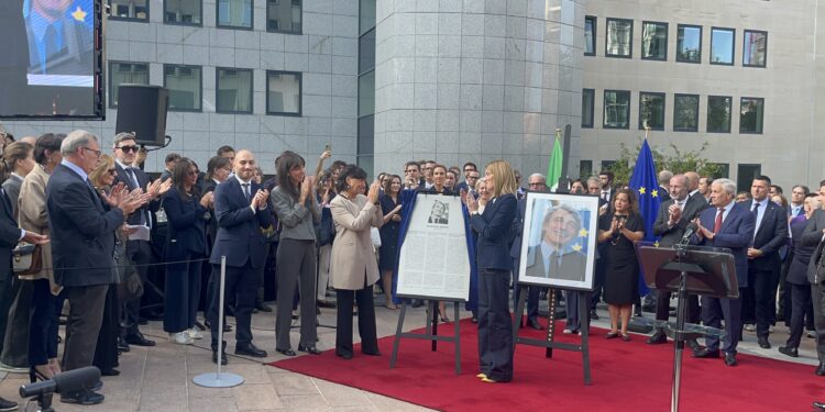 Inaugurazione del palazzo Sassoli a Bruxelles. Crediti: Eunews