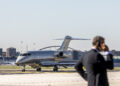 Un jet privato all'aeroporto di Milano Linate [foto: Marco Cremonesi/imagoeconomica]