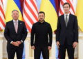 Gli inviati USA Steve Witkoff e Jared Kushner con il presidente ucraino, Volodymyr Zelensky. Source: Imagoeconomica