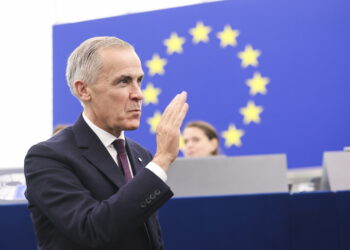 Il primo ministro canadese, Mark Carney, in aula a Strasburgo. 16 settembre 2026. Source: Imagoeconomica