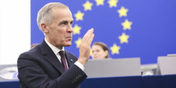 Il primo ministro canadese, Mark Carney, in aula a Strasburgo. 16 settembre 2026. Source: Imagoeconomica