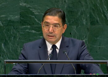 Il ministro degli Affari esteri, della cooperazione africana e degli espatriati marocchini, Nasser Bourita, alla 81esim Assemblea generale ONU a New York. Settembre 2026. Source: ©UN Web TV via Imagoeconomica