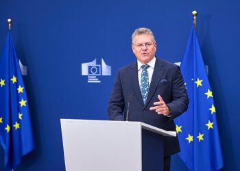 Il commissario europeo al Commercio, Maroš Šefčovič, nel punto stampa sull'intesa per procedere ad un accordo con le Filippine. 22 settembre 2026. Source: EU Commission