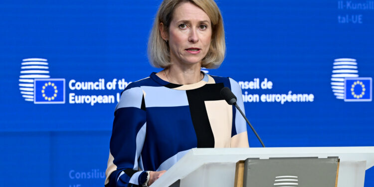 L'Alta rappresentante UE per la Politica estera e di sicurezza, Kaja Kallas, in conferenza stampa dopo il Consiglio Difesa dell'UE. 28 settembre 2026. Source: EU Council