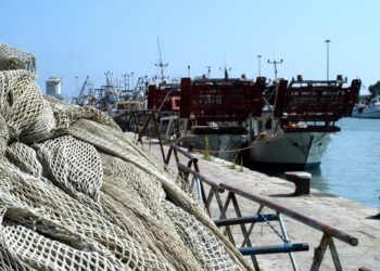 Pescherecci e reti da pesca al porto [foto: imagoeconomica]
