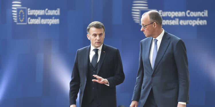 Foto di repertorio, il presidente francese Emmanuel Macron e il cancelliere tedesco Friedrich Merz. Source: Imagoeconomica