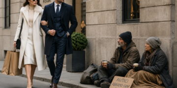 Ricchi e poveri, disuguaglianza sociale. [foto: Carlo Carino/imagoeconomica, via AI]
