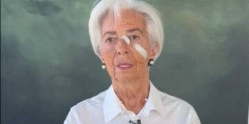 La presidente della BCE, Christine Lagarde, nel video in cui annuncia le sue dimissioni. 29 ottobre 2026. Source: Eunews via X