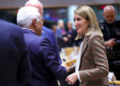 La presidente del Parlamento europeo, Roberta Metsola, con il presidente del Consiglio europeo, Antonio Costa [Bruxelles, 15 ottobre 2026. Foto: European Council]